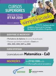 Iffar inscreve para curso superior em licenciatura em Matemática