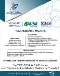 Restaurante realiza seleção para vagas de emprego